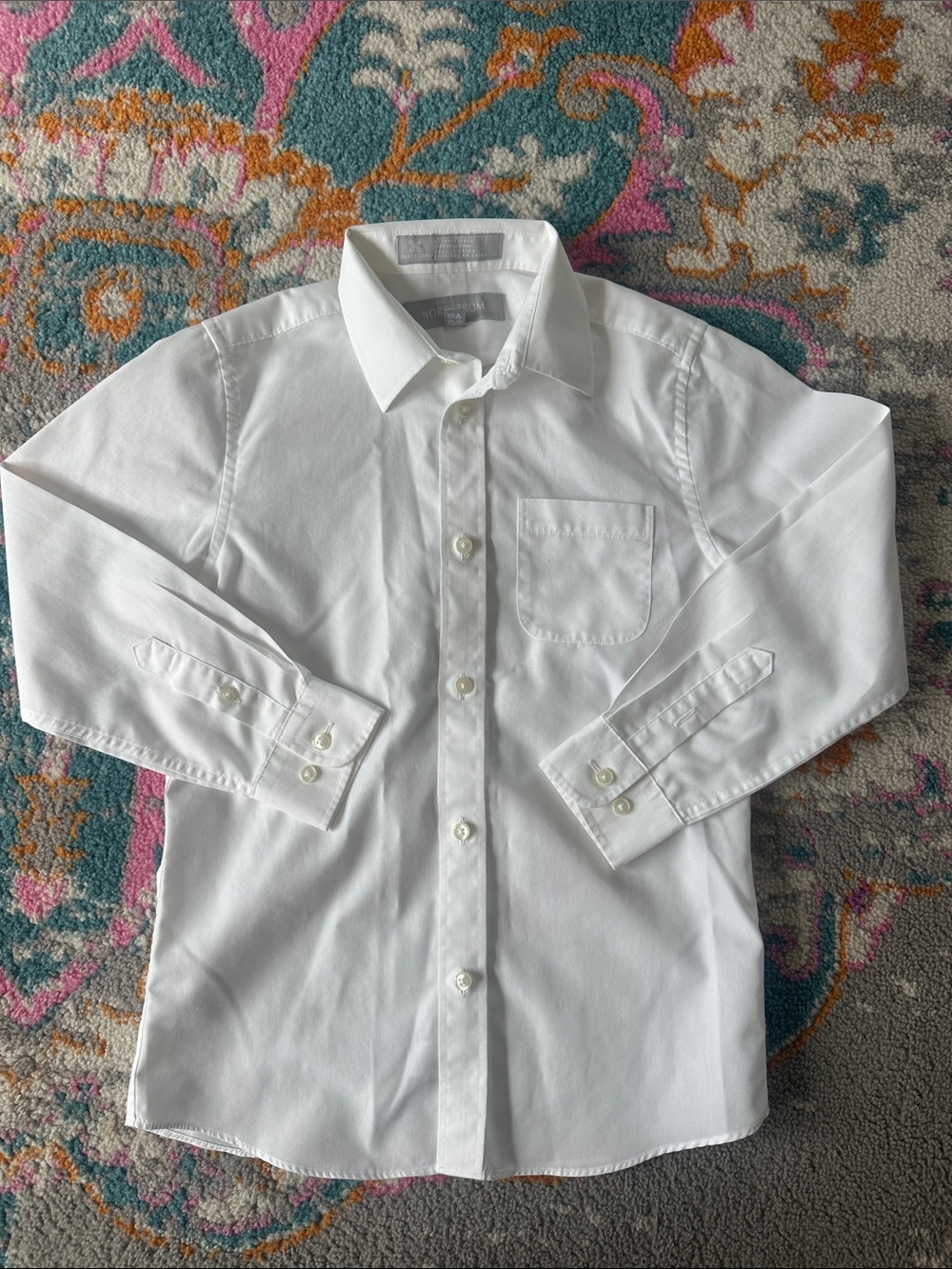 Nordstrom Classic White Long-Sleeve Button-Down Shirt for Kids size 7